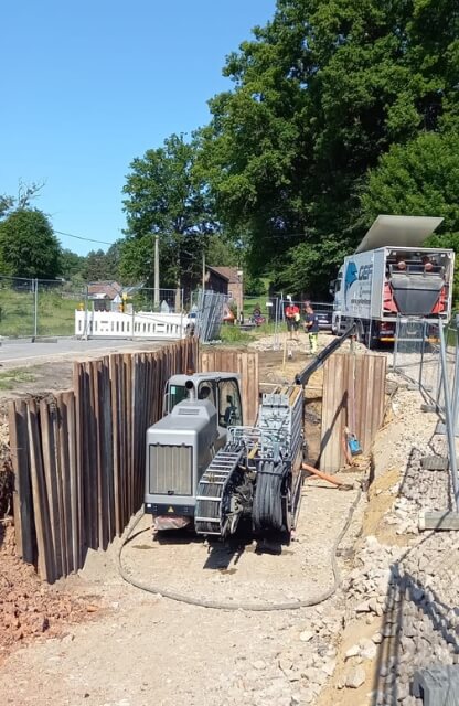 Foreuses Gundodrill pour forage dirigé sur le chantier de Plombières