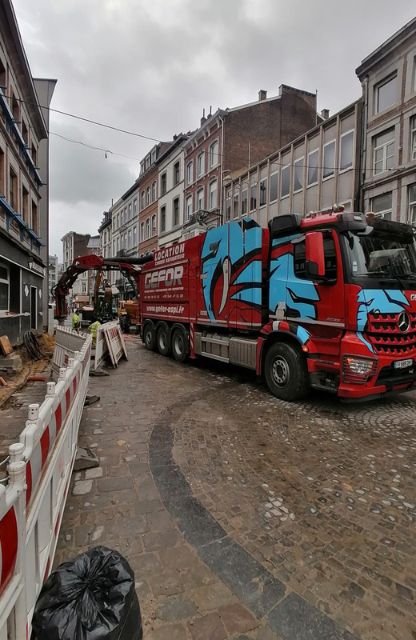 Camion aspirateur par terrassement par aspiration pour Bodarwe à Verviers