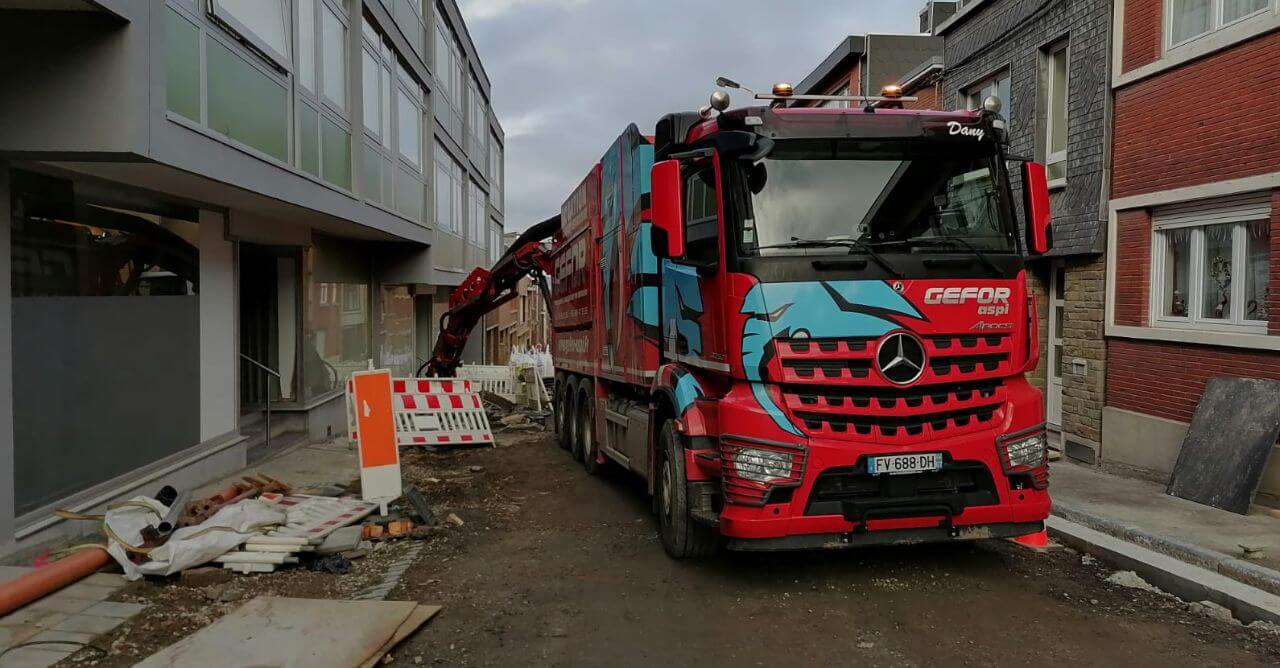 Camion Gefor pour le terrassement par aspiration à Verviers