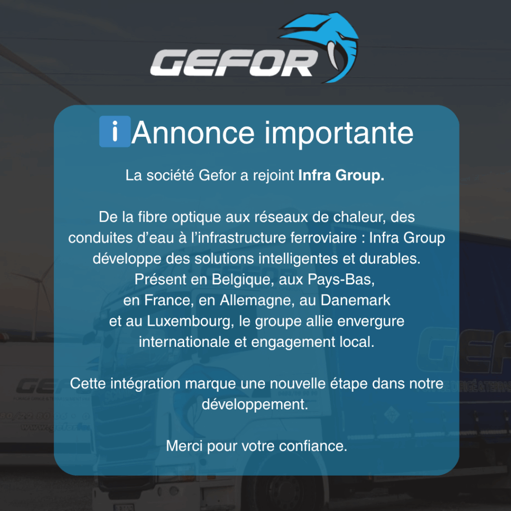 Annonce Gefor, intégration Infra Group